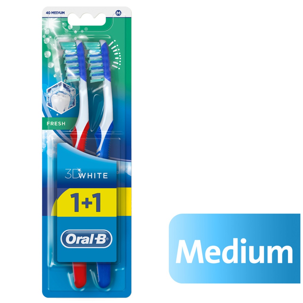 * Oral-B 3D White Fresh Medium Toothbrush - 1+1 Free