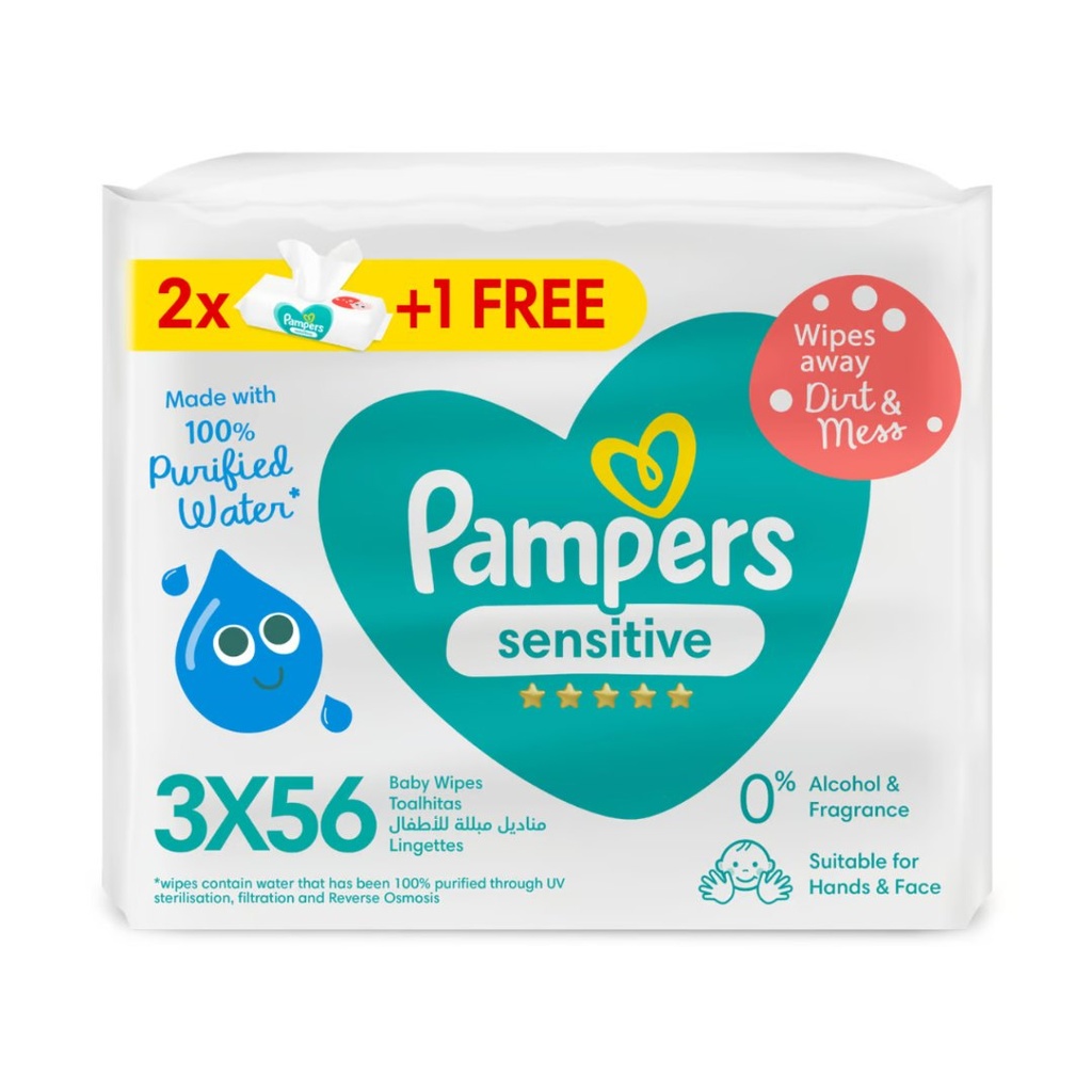* Pampers Sensitive Protect Wipes, 56's - 2+1 FREE