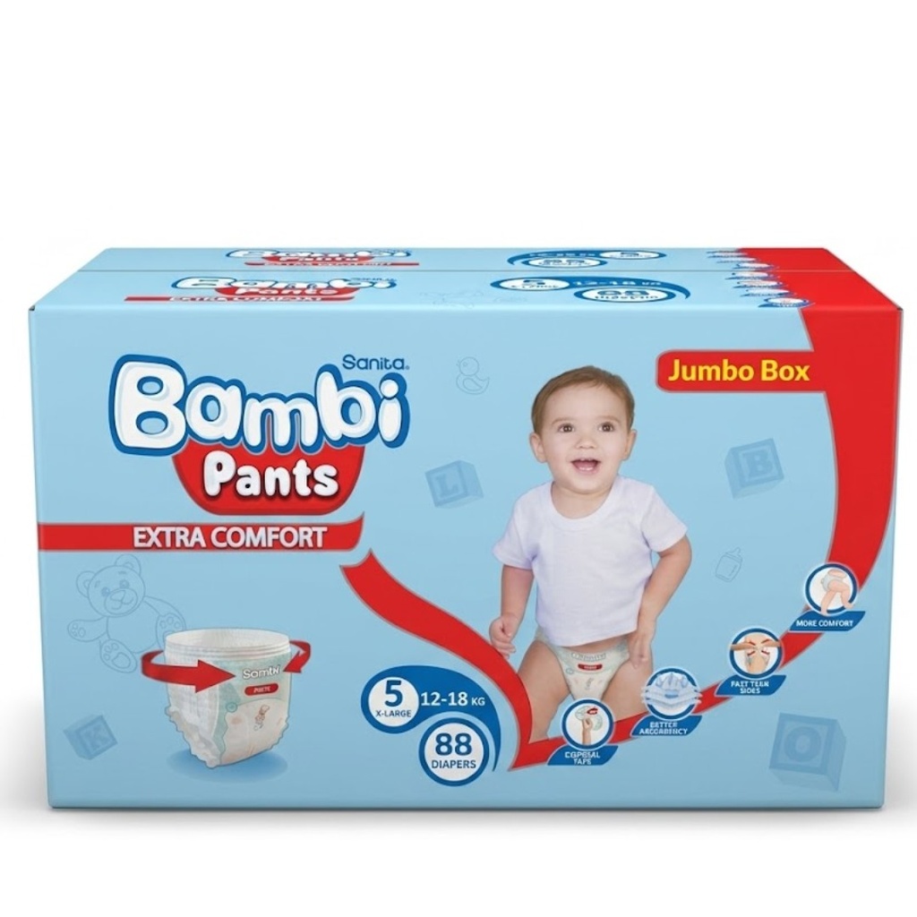 سانيتا بامبي كلوت مقاس 5 (كبير جدا)، 88 حفاض