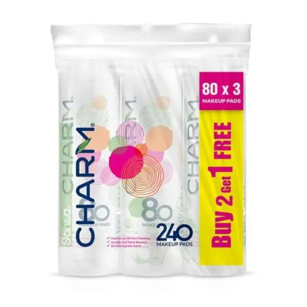 * Sanita Charm Makeup Round Cotton Pads, 80's - (2+1 Free)