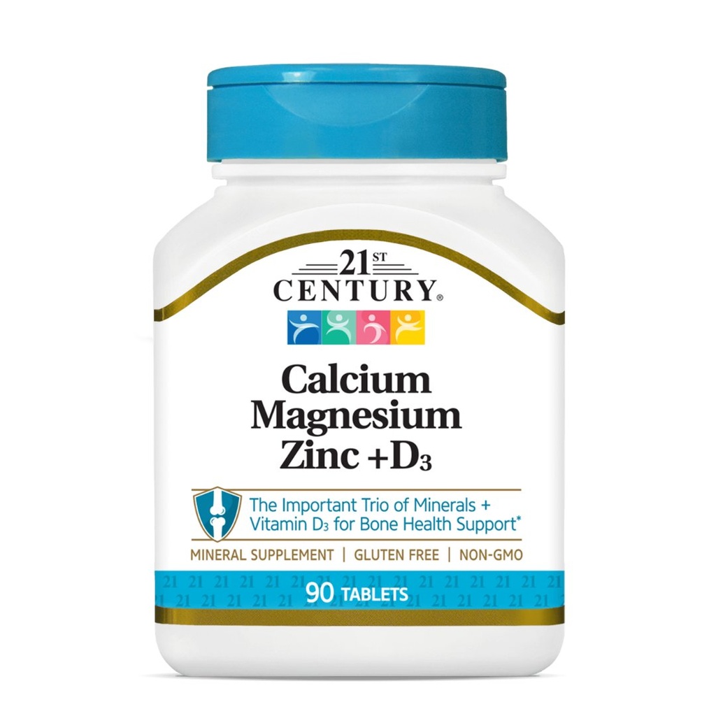 * 21st Century Calcium Magesium Zinc + D3 Tablets, 90's
