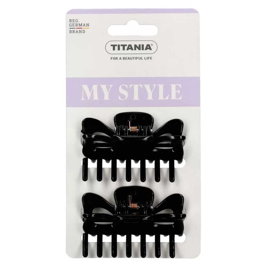 * Titania Hair Black Clips, 2's - 8020/2