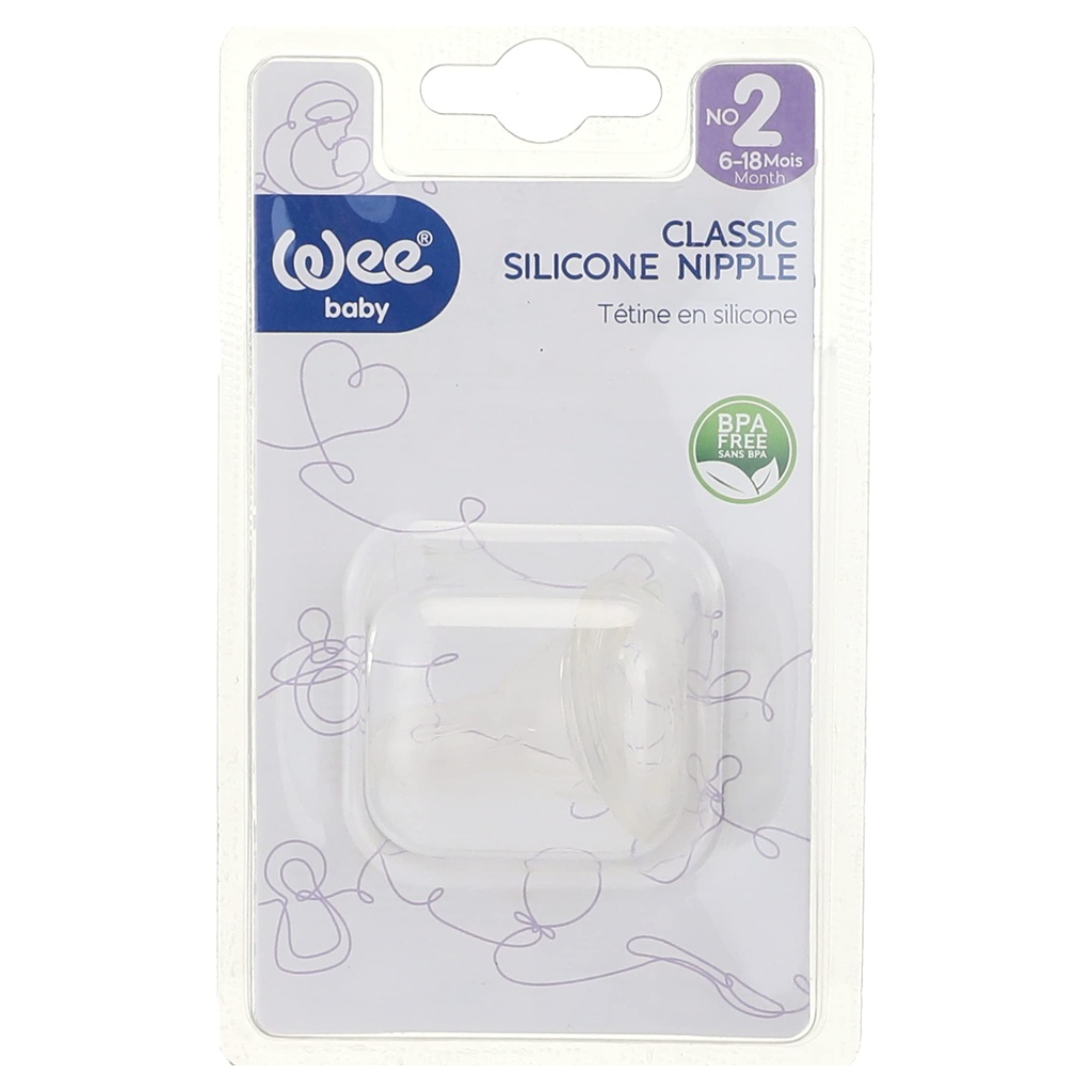 * Wee Classic Silicone Teat Medium Flow No2 - 821