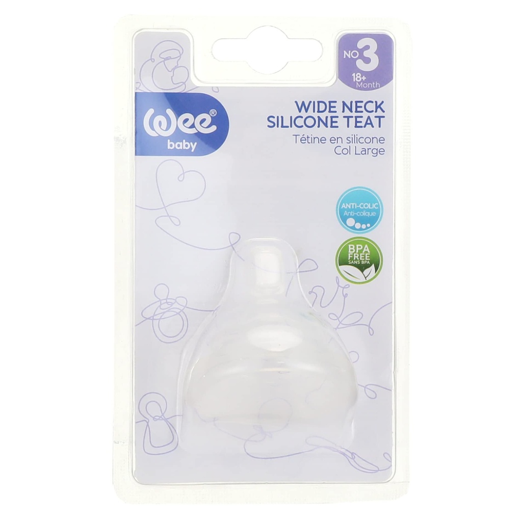 * Wee Baby Wide Neck Silicone Anti-Colic Teat No3 - 854-F
