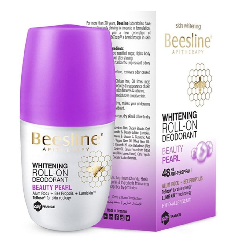 Beesline Deodorant Beauty Pearl Roll-On, 50ml (1+1Free)