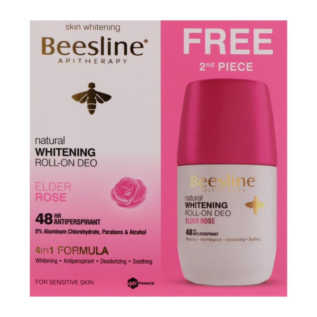 Beesline Deodorant Roll-On Elder Rose, 50ml (1+1 Free)