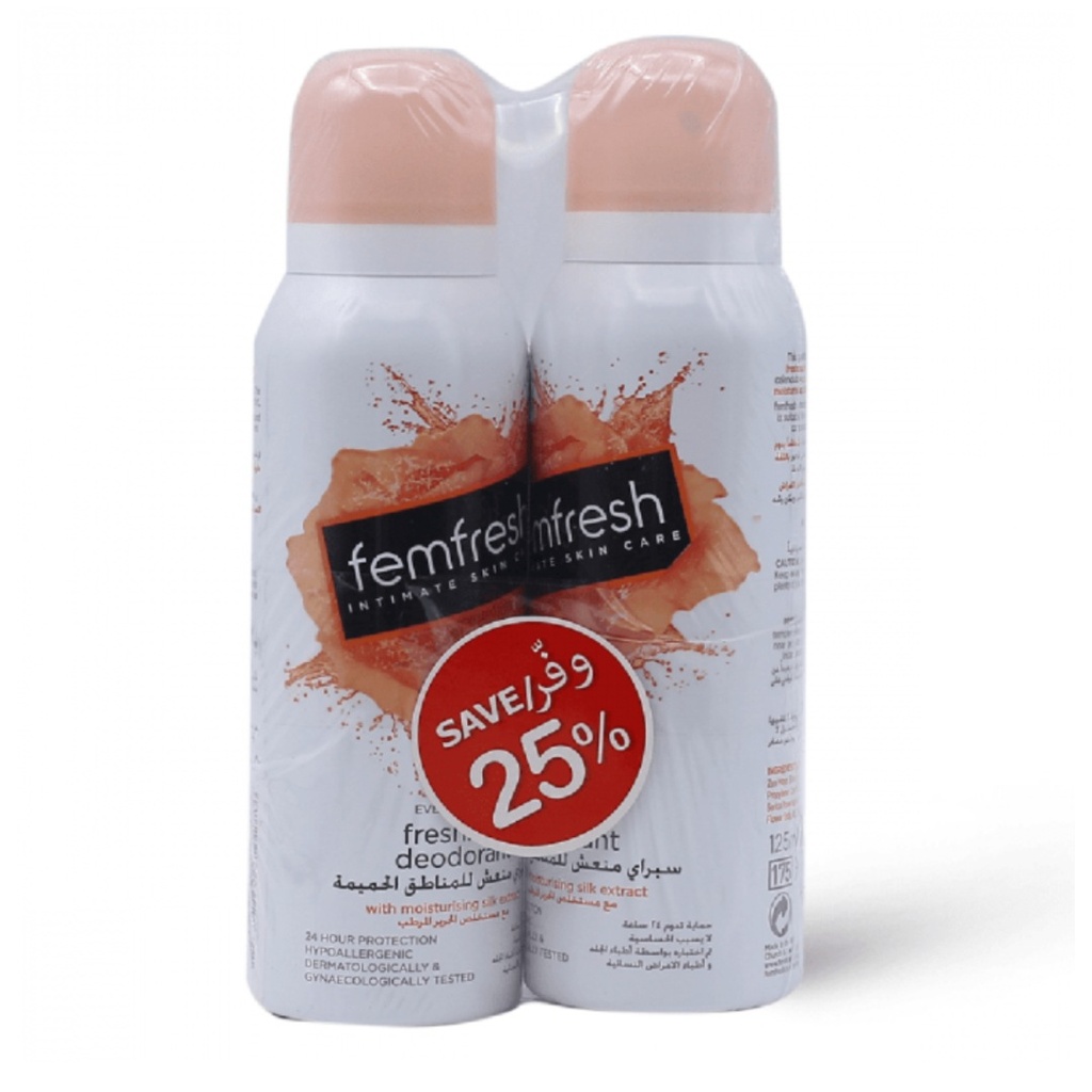Femfresh Deo Spray, 125ml - OFFER (Twin Pack 25% Off) 