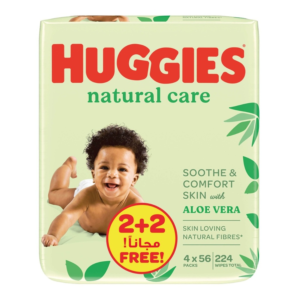 Huggies Baby Wipes Natural Care, 56's - (2+2 FREE)