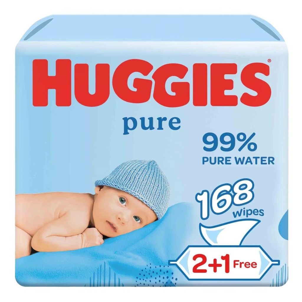 Huggies Baby Wipes Pure, 56's - (2+1 FREE)