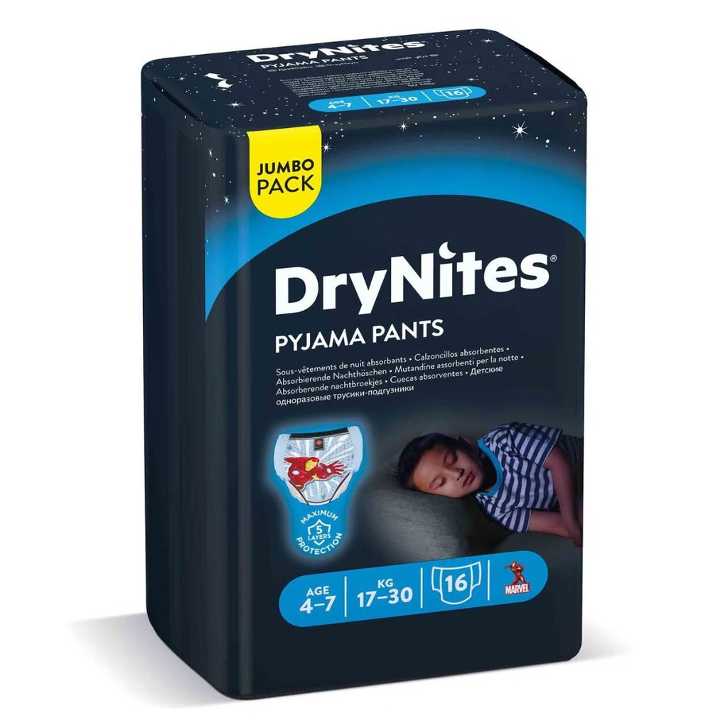 * Huggies Drynites Boy Pants 4-7 Years, 16's - Jumbo Pack 