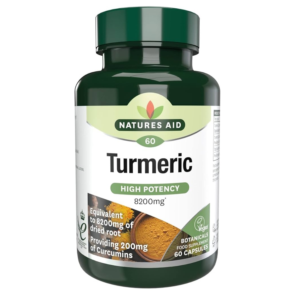 Natures Aid Turmeric 8200mg Capsules, 60's