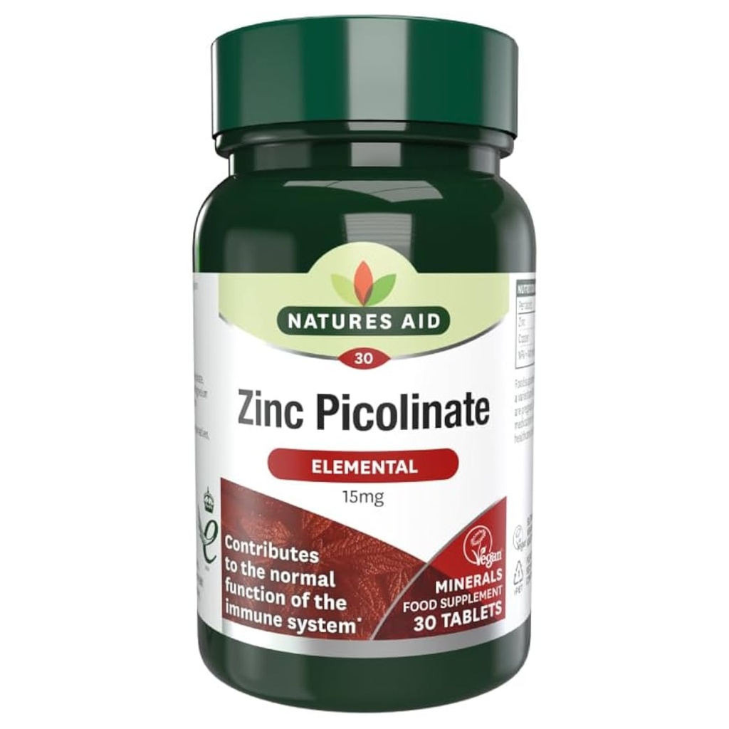 Natures Aid Zinc Picolinate 15mg Tablets, 30's