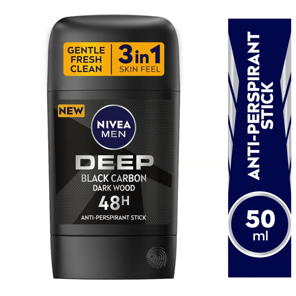 * Nivea Men Deodorant Deep Black Carbon Stick, 50ml