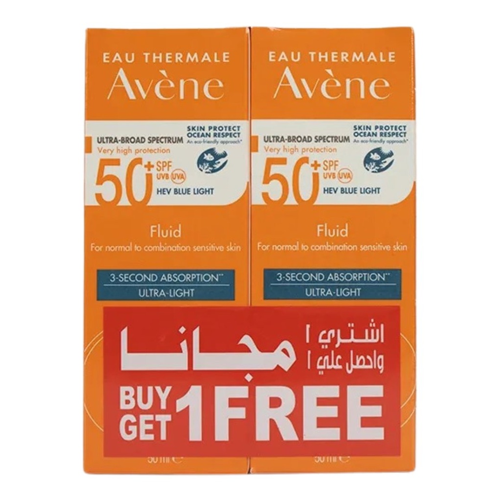 Avène Fluid Sunblock, 50ml - (1+1 Free)