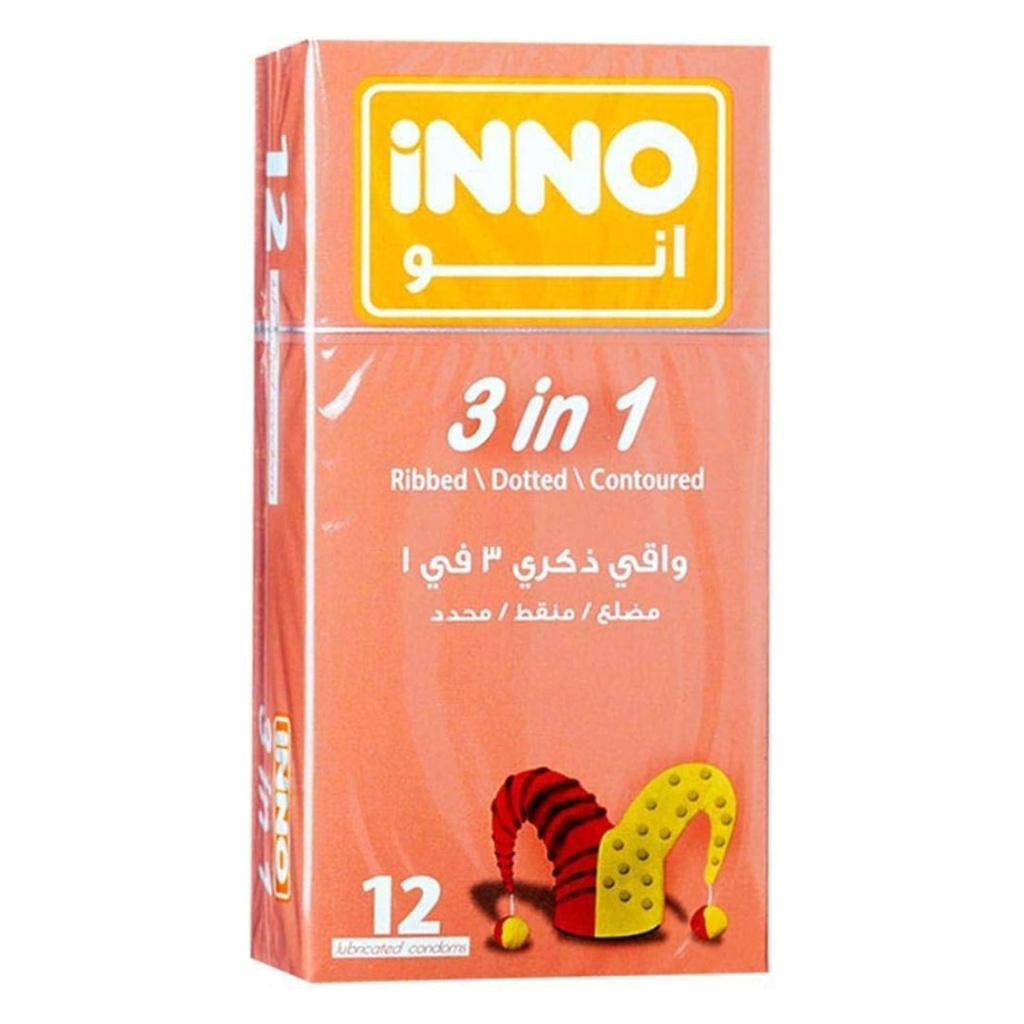 Inno 3-In-1 Condoms, 12's
