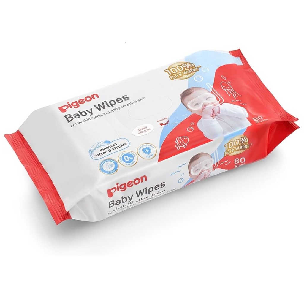 Pigeon Pure Water Baby Refill Wipes, 80's