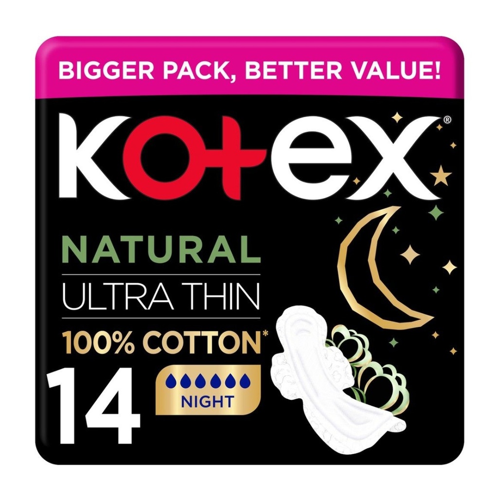 Kotex Ultra Natural Thin Night, 14's