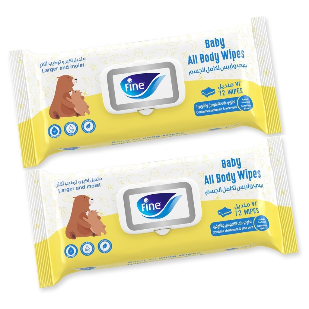 * Fine Baby All Body Wipes, 72's - (1+1 Free)