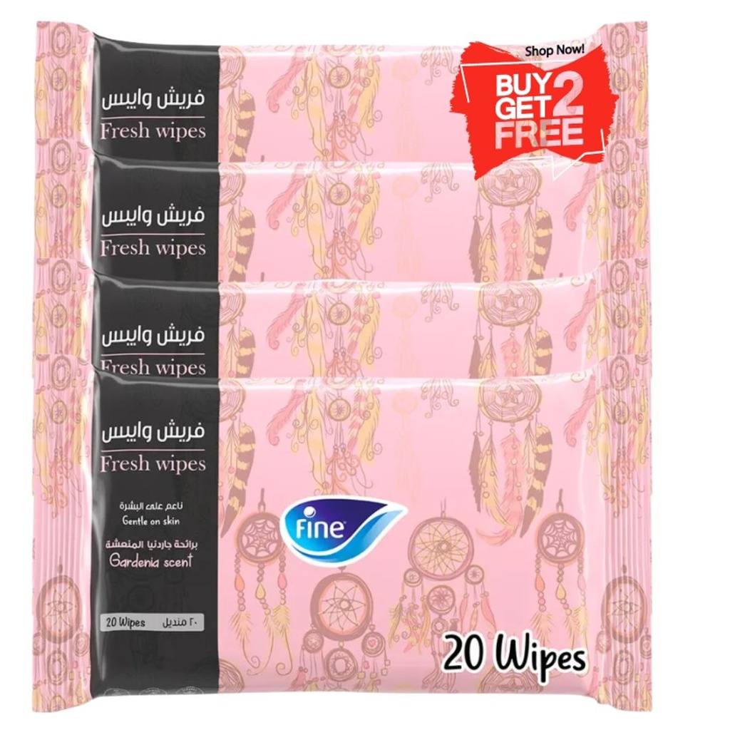 * Fine Fresh Wipes - Gardenia, 20's - (2+2 Free)