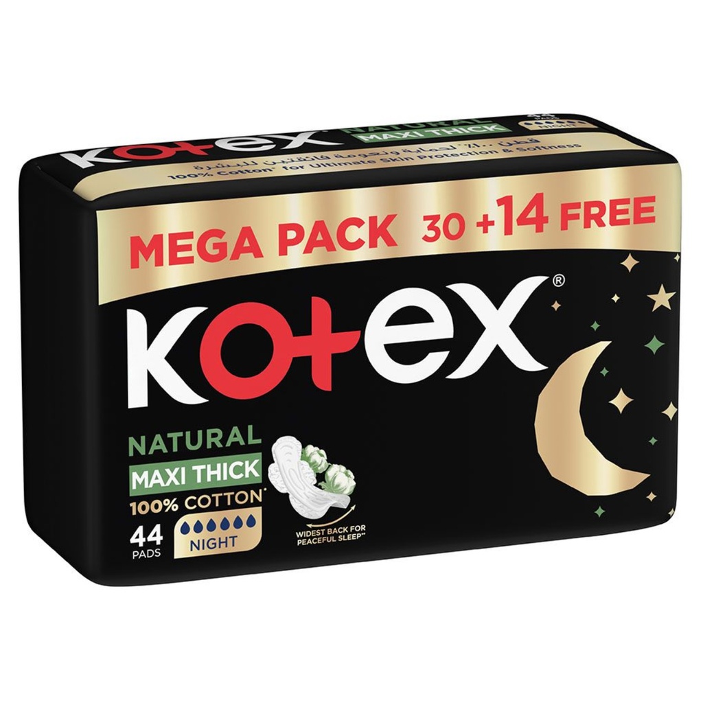 * Kotex Maxi Night Time Wings, 44's Mega Pack - (30+14 Free) 