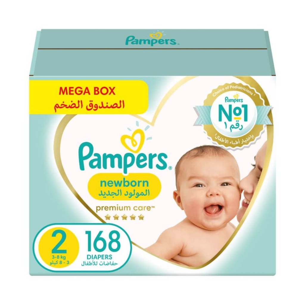 Pampers Premium Care Newborn Size 2, 168's