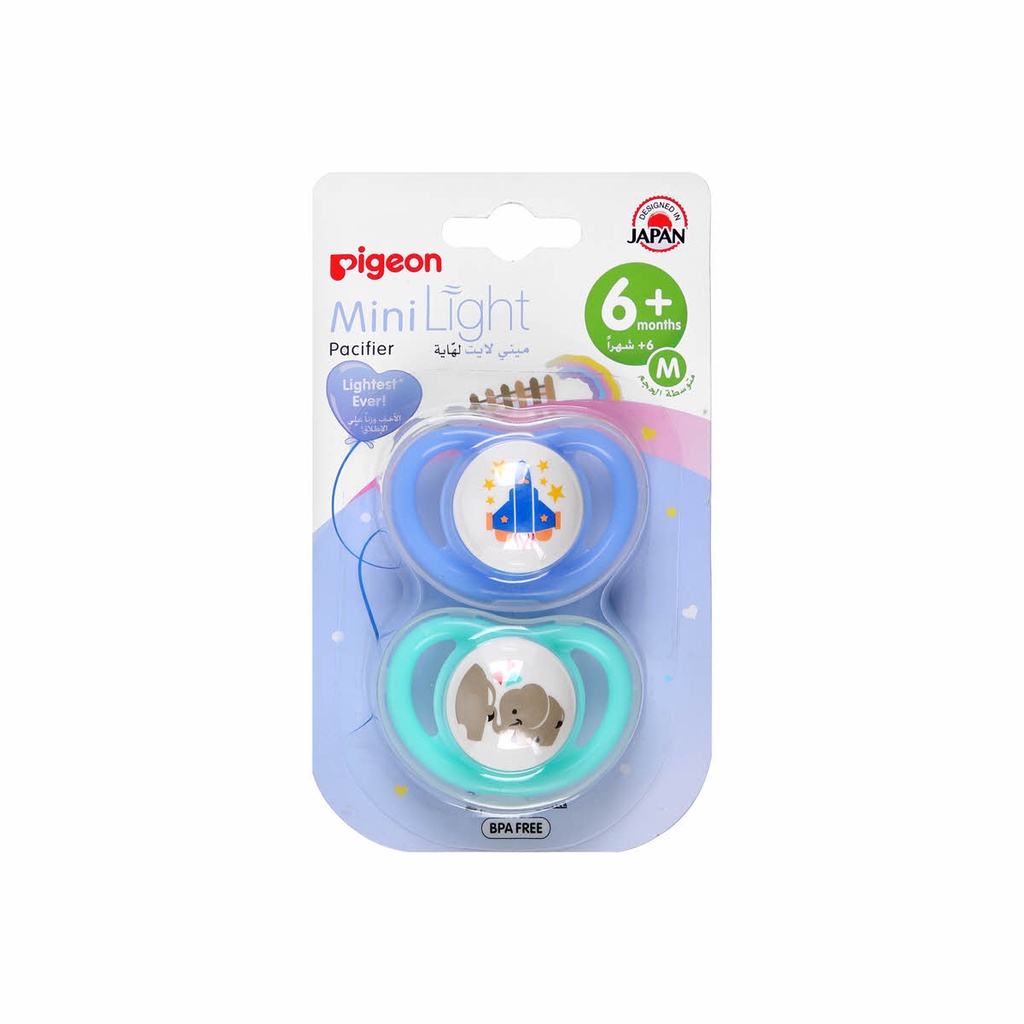 Pigeon Minilight 6+ Months Pacifier (M), 2's