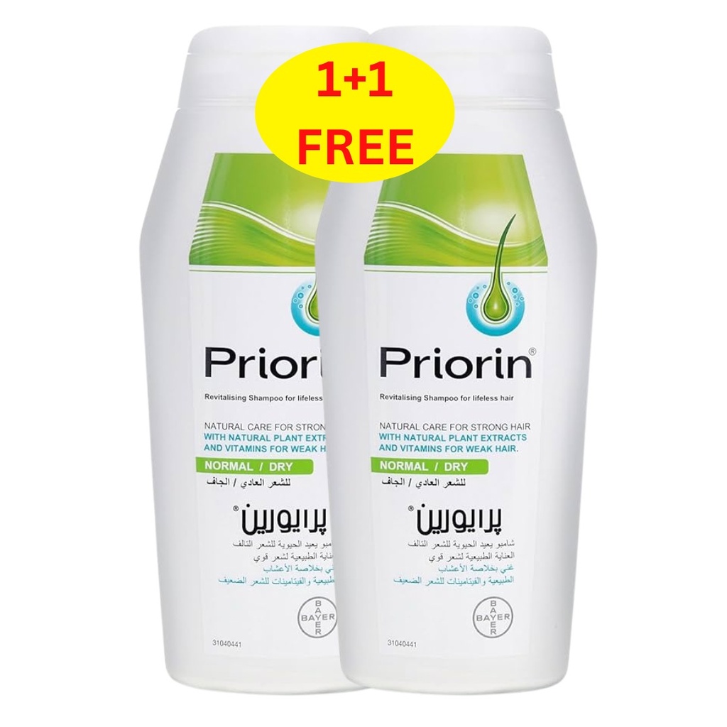 Priorin Normal & Dry Hair Shampoo, 200ml - (1+1 Free)