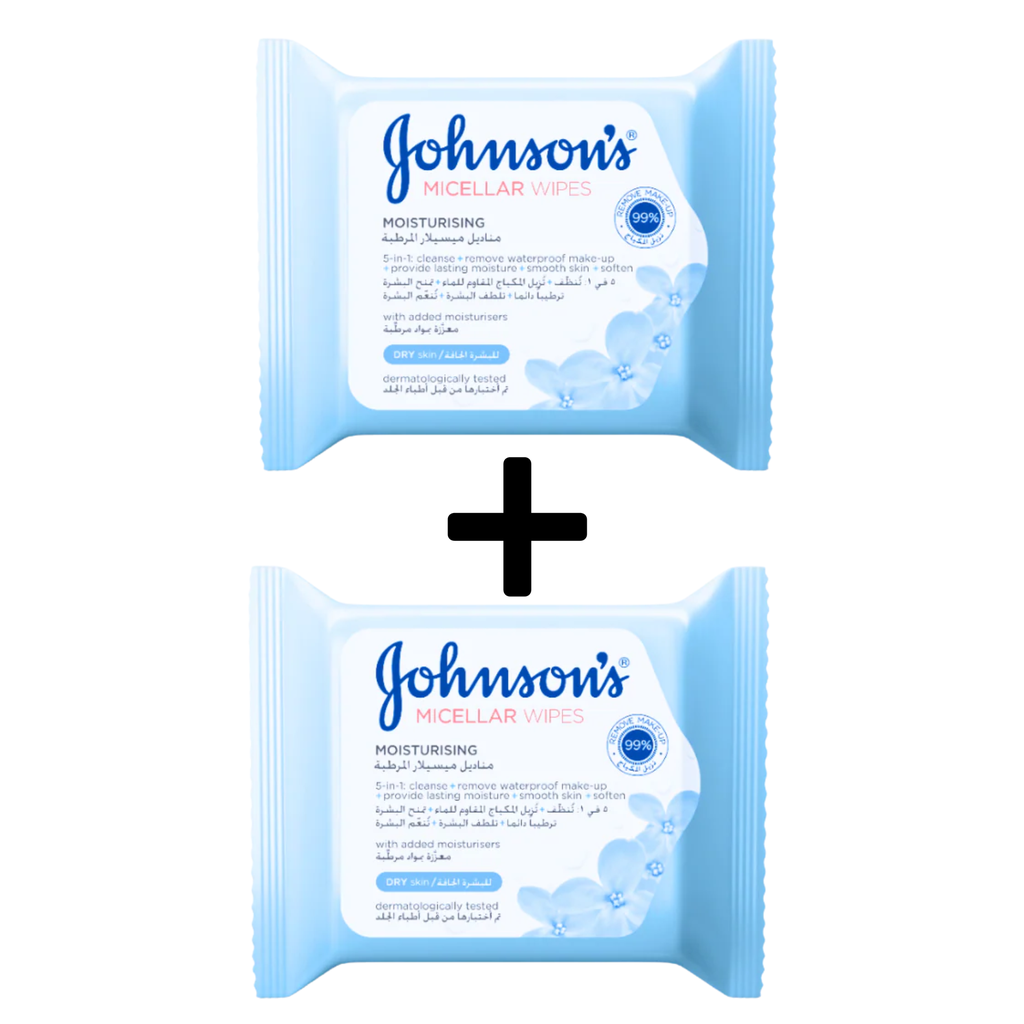 * Johnson's Micellar Wipes - Dry Skin, 25's - (1+1 Free)