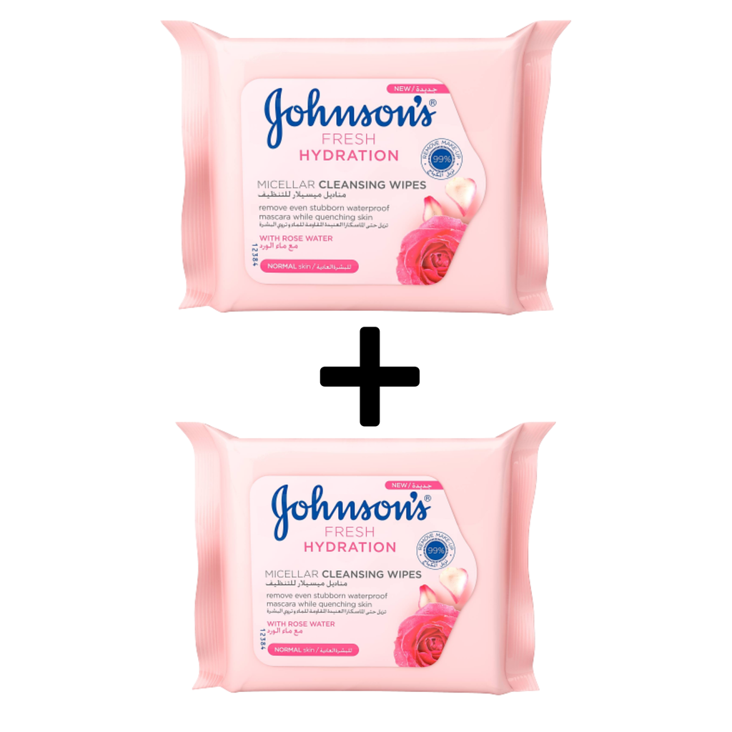 * Johnson's Rose Water Micellar Wipes, 25's - (1+1 Free)