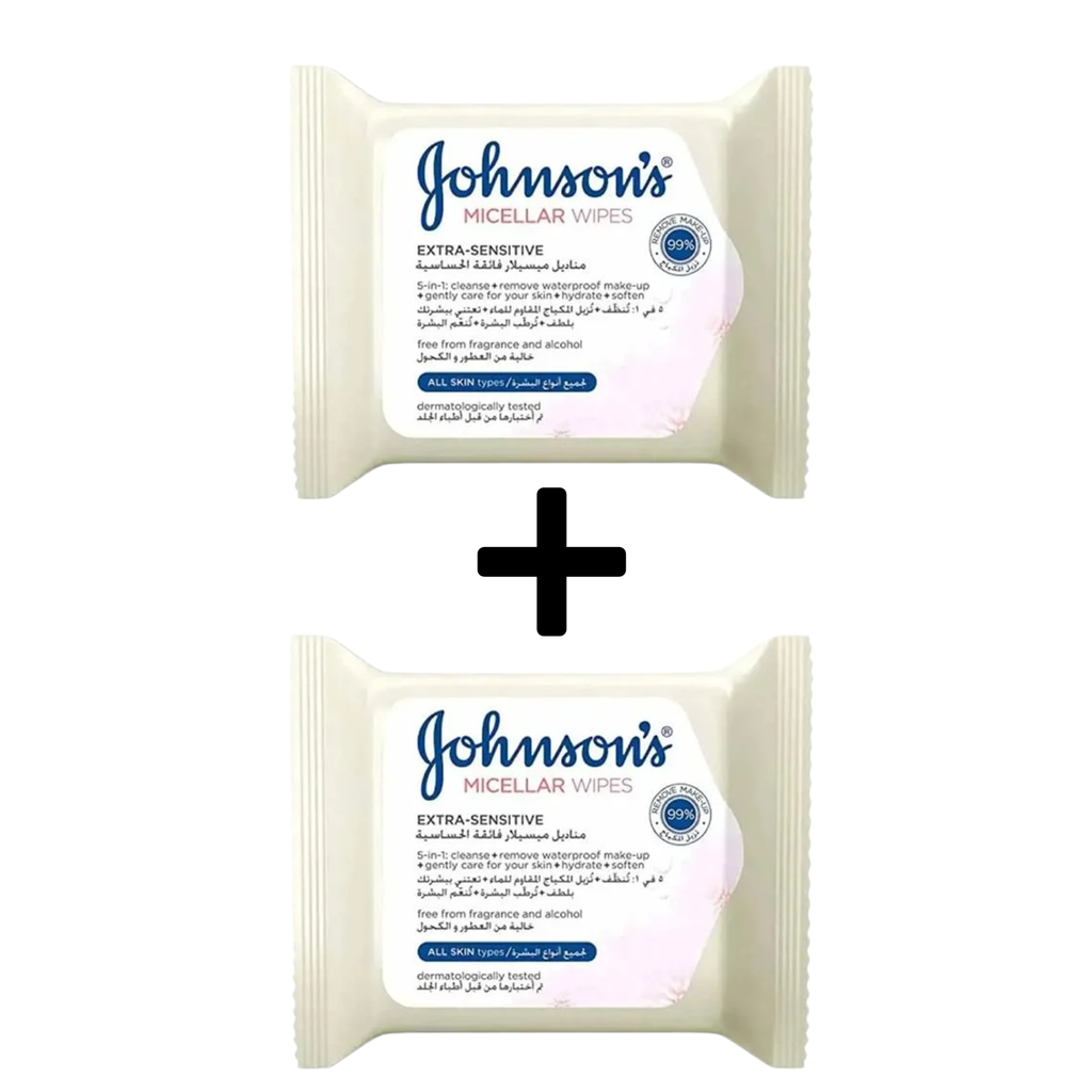 * Johnson's Micellar Wipes - All Skin Types, 25's - (1+1 Free)