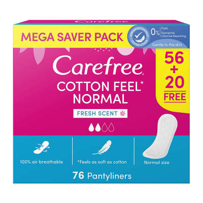 Carefree Mega Pack Cotton Fresh, 76's - (56+20 Free)