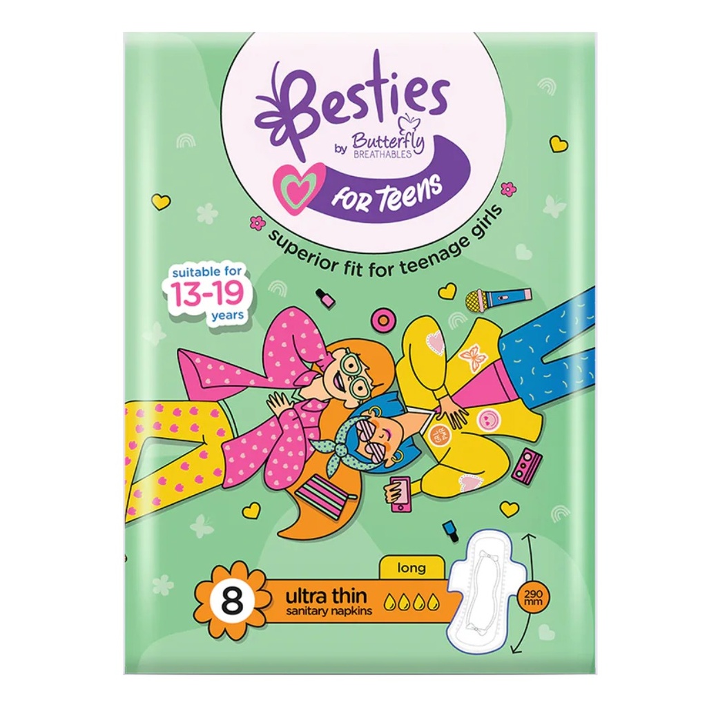 Butterfly Ultra Thin Cottony Tweens Large, 8's