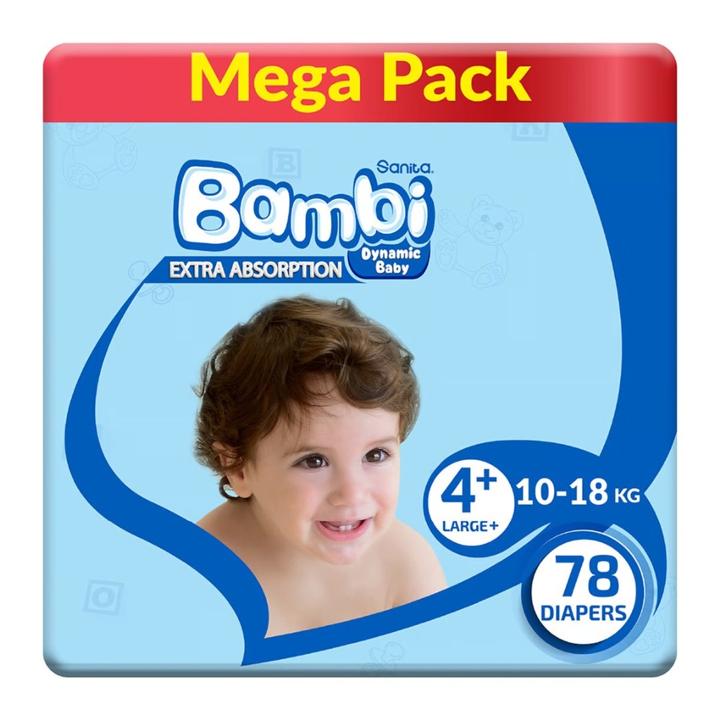 Sanita Bambi Baby Size 4+ Large - Mega Pack, 78's