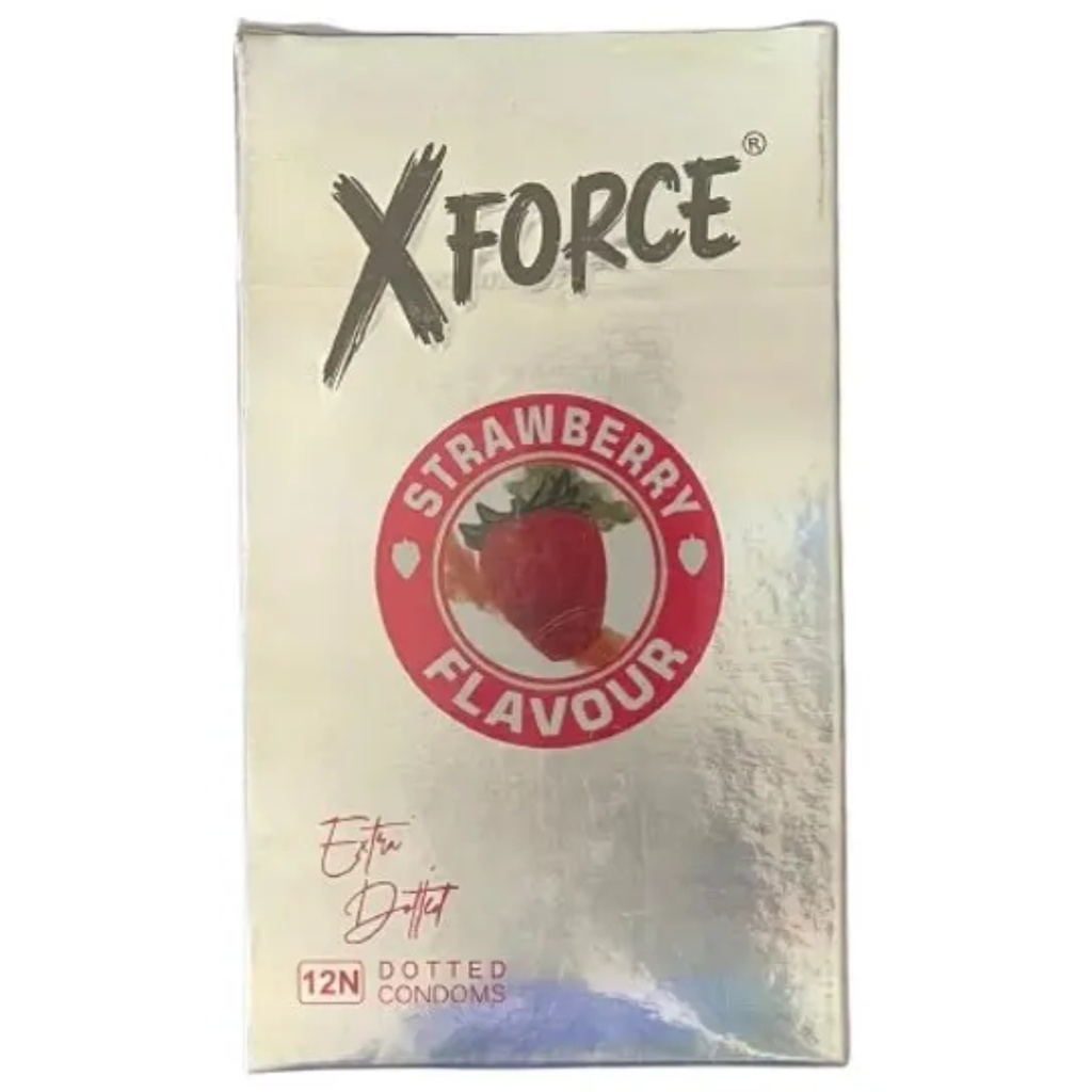 XForce Strawberry Flavor Dotted Condoms, 12’s