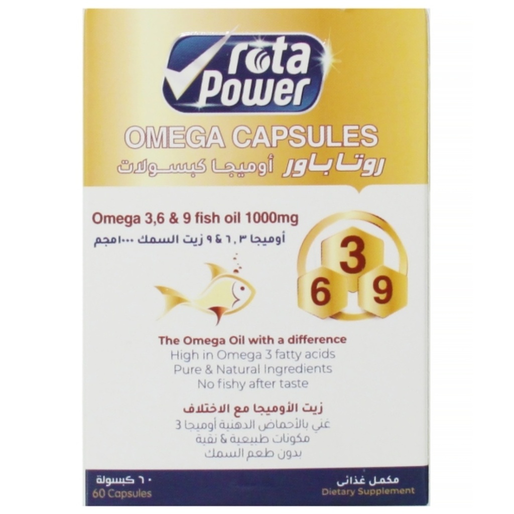 Rotapower Omega 3, 6, 9 Fish Oil 1000mg Capsules, 60's