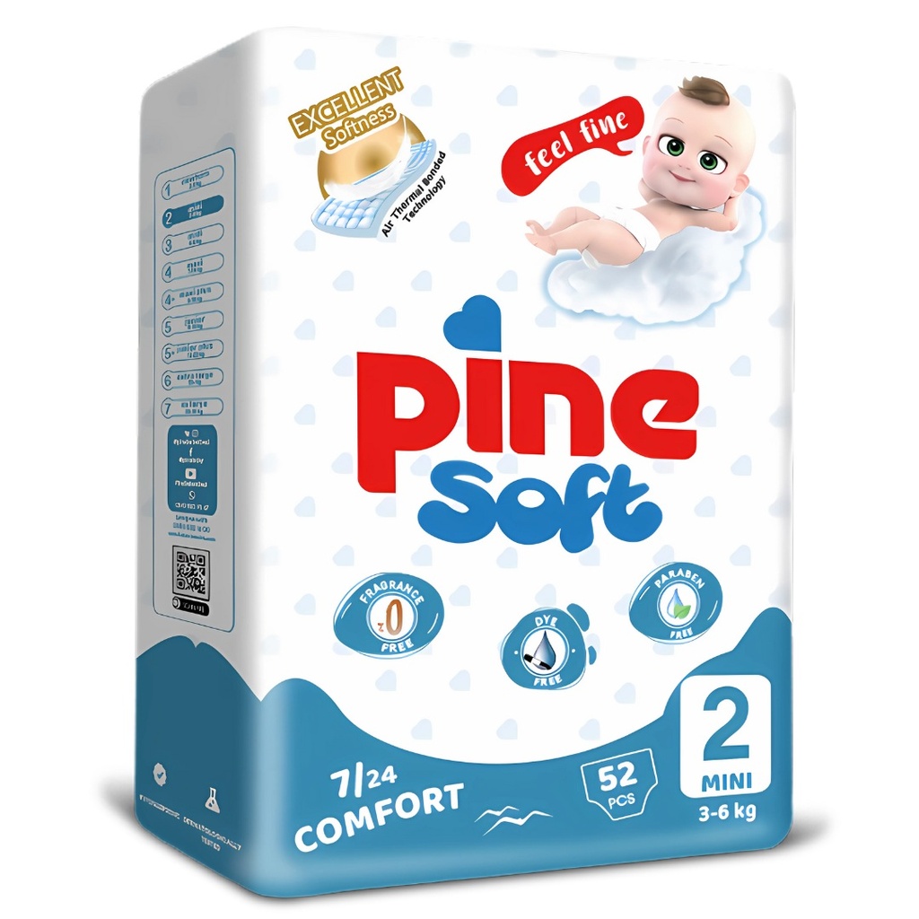 Pine Diapers Eco Size - 2 Mini, 52's