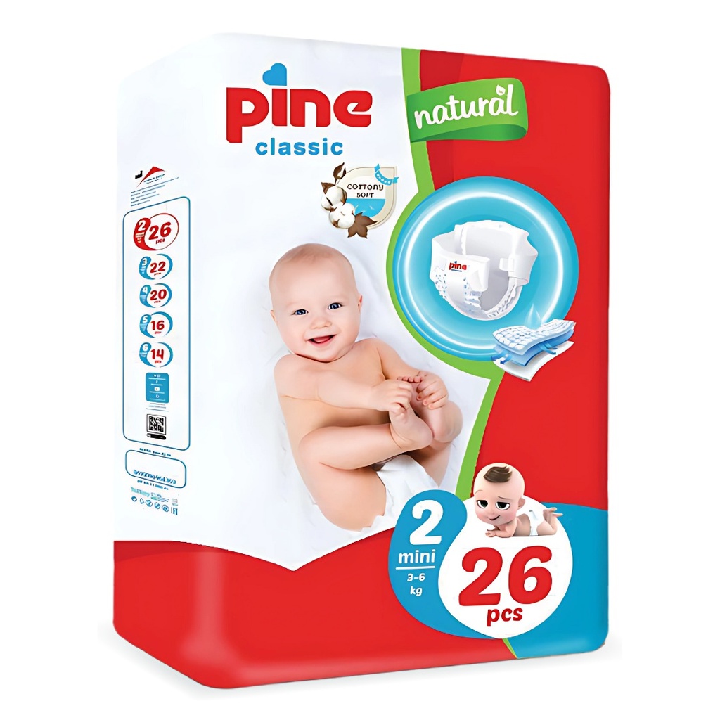 Pine Classic Diapers -  2 Mini, 26's