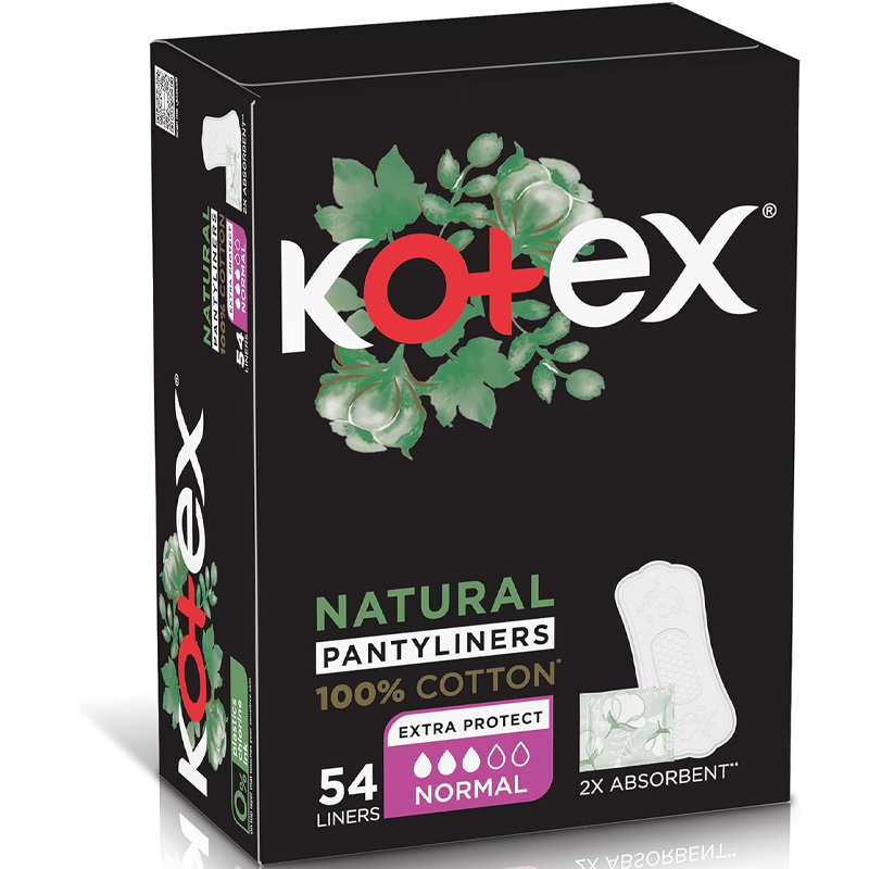 Kotex Pantyliners Natural Normal Unscented, 54's