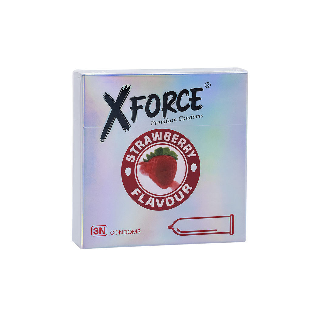 * XForce Strawberry Flavor Dotted Condoms, 3’s