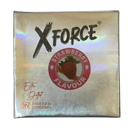XForce Strawberry Flavor Dotted Condoms, 3’s