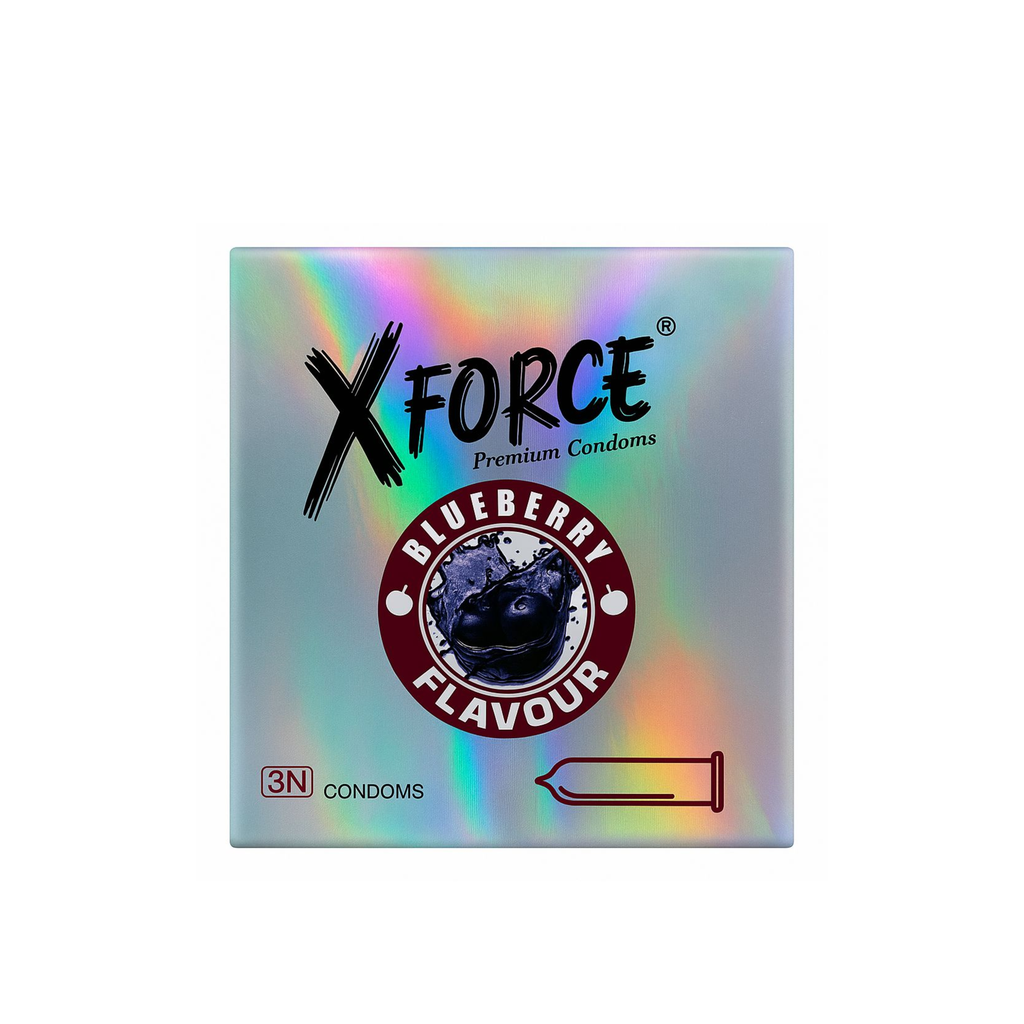 XForce Blueberry Flavor Dotted Condoms, 3’s