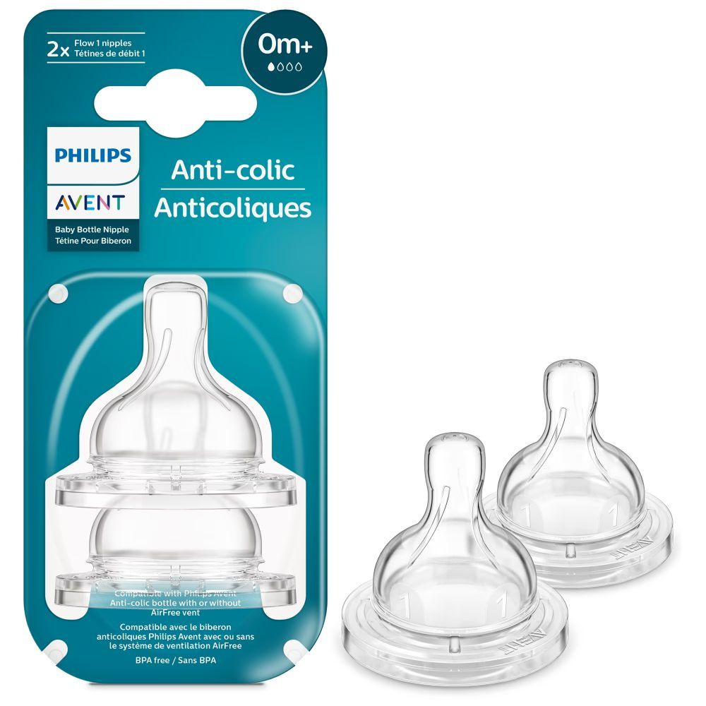 Avent Anti-Colic Airflex Flow 1 Teats 0m+, 2's