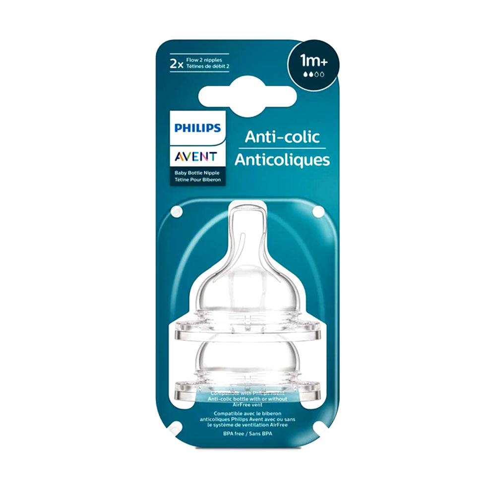 Avent Anti-Colic Airflex Flow 2 Teats 1m+, 2's