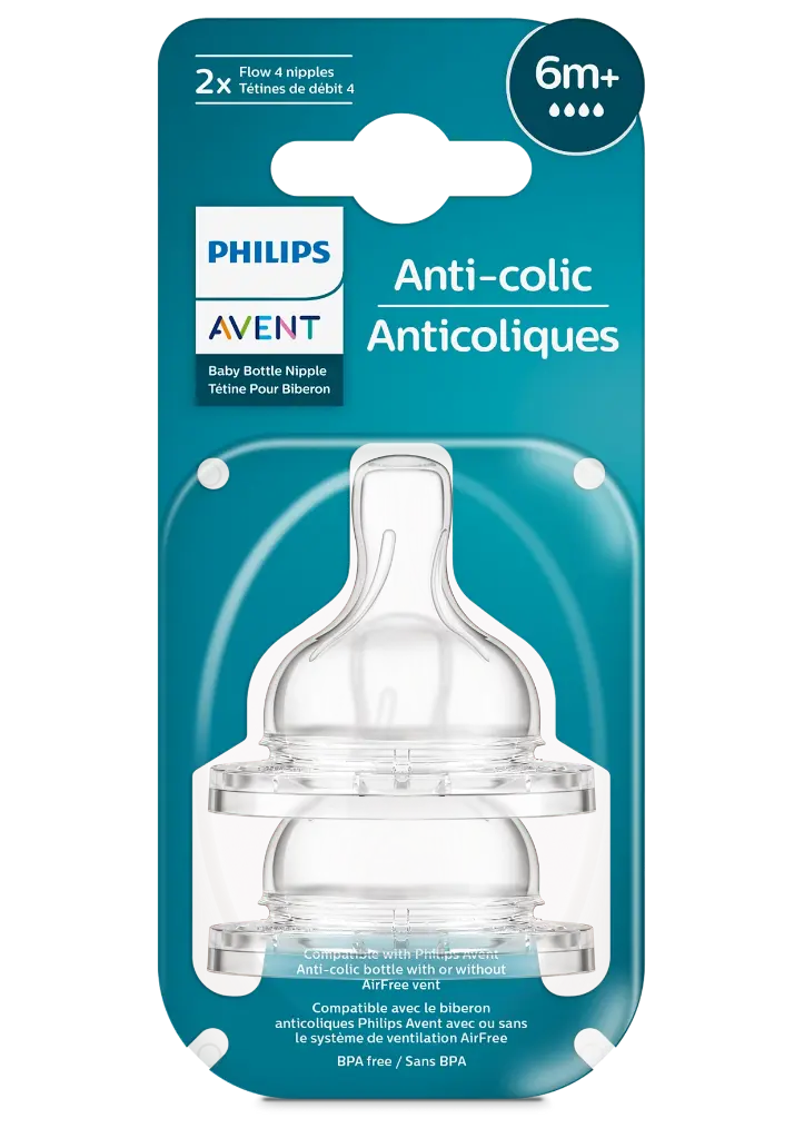 * Avent Anti-Colic Airflex Flow 4 Teats 6m+, 2's
