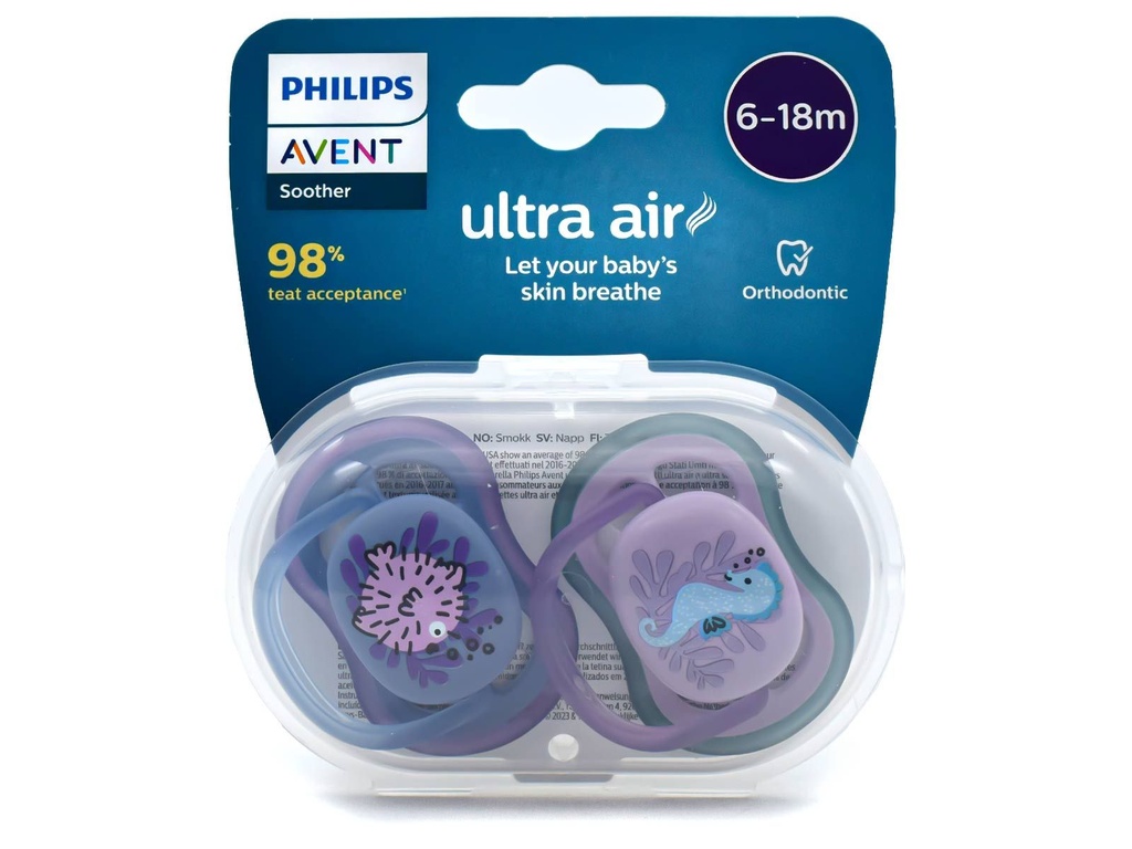 Avent Ultra Air Soother 6-18m, 2's