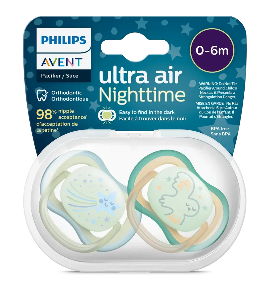 Avent Ultra Air Night Soother 0-6m, 2's