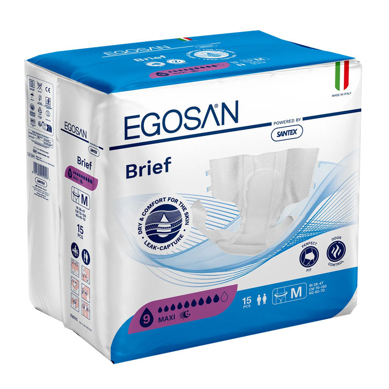 Egosan Dry Comfort Brief Maxi (Medium), 15's - (9) Drops