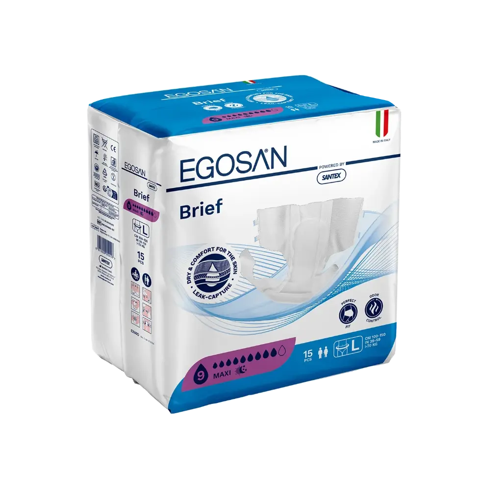 Egosan Dry Comfort Brief Maxi (Large), 15's - (9) Drops