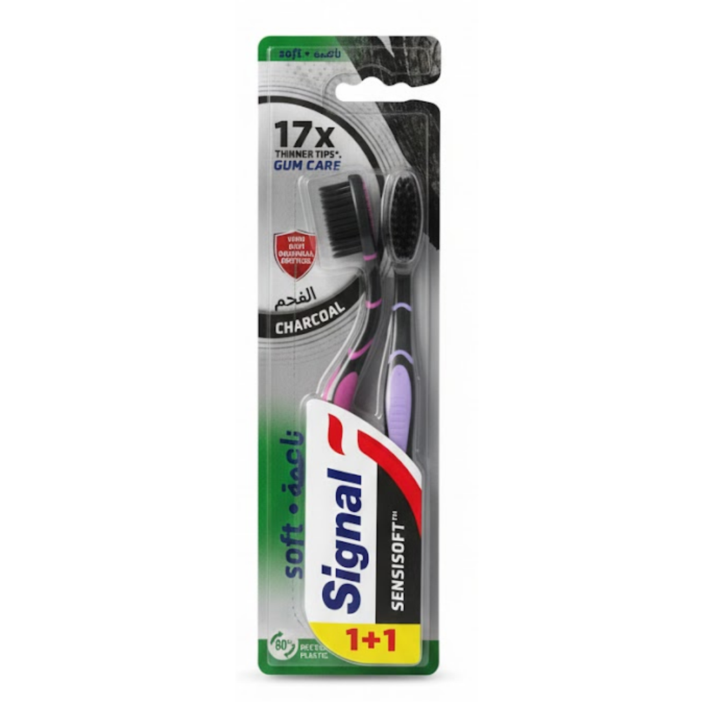 * Signal Sensisoft Charcoal Toothbrush, Soft - (1+1)