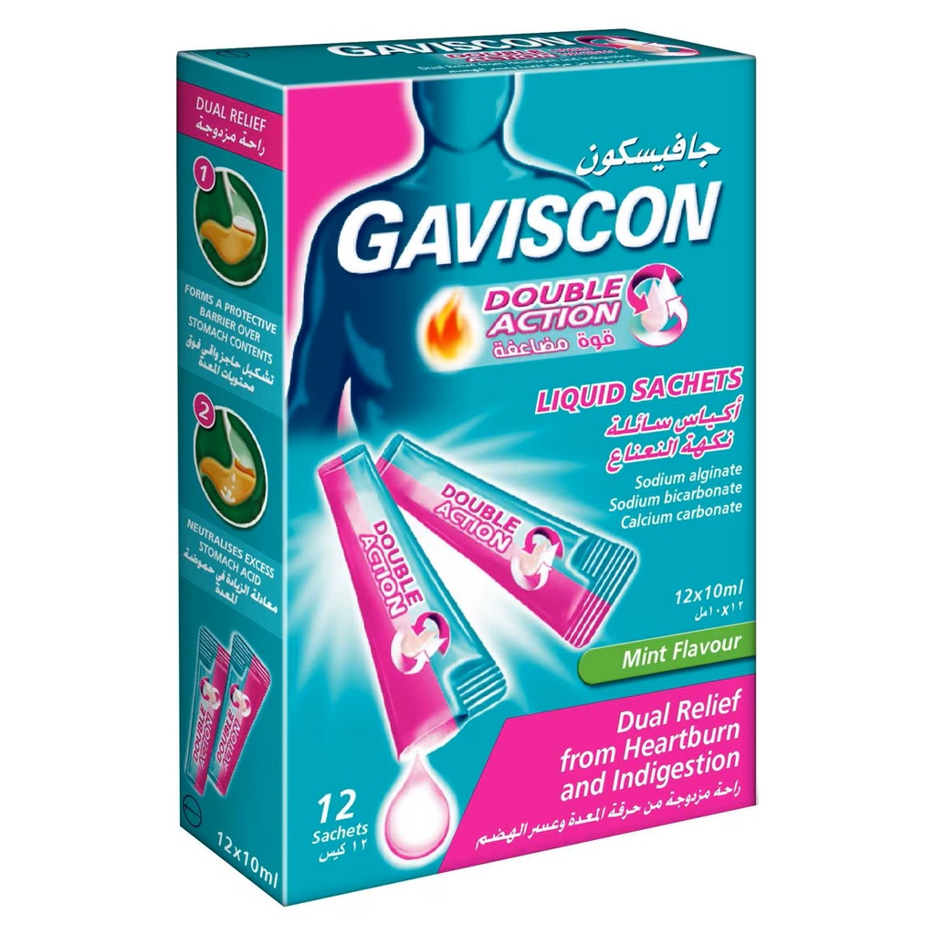 Gaviscon Double Action Mint Liquid 10ml Suchets, 12's